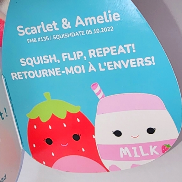 SCARLET 🔄 AMELIE 🍓Strawberry🥛Strawberry Milk FlipAMallow Squishmallow ☆》NWT《☆ - Picture 6 of 7